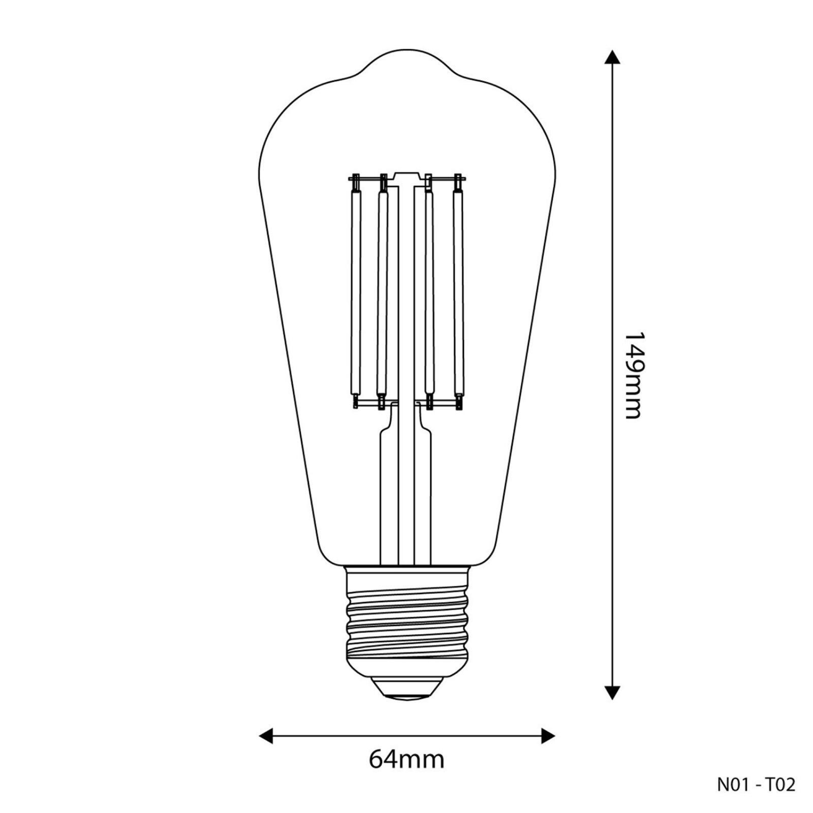 T02 LED Transparent Dimmable ST64 Bulb, 7W 806LM E27 2700K