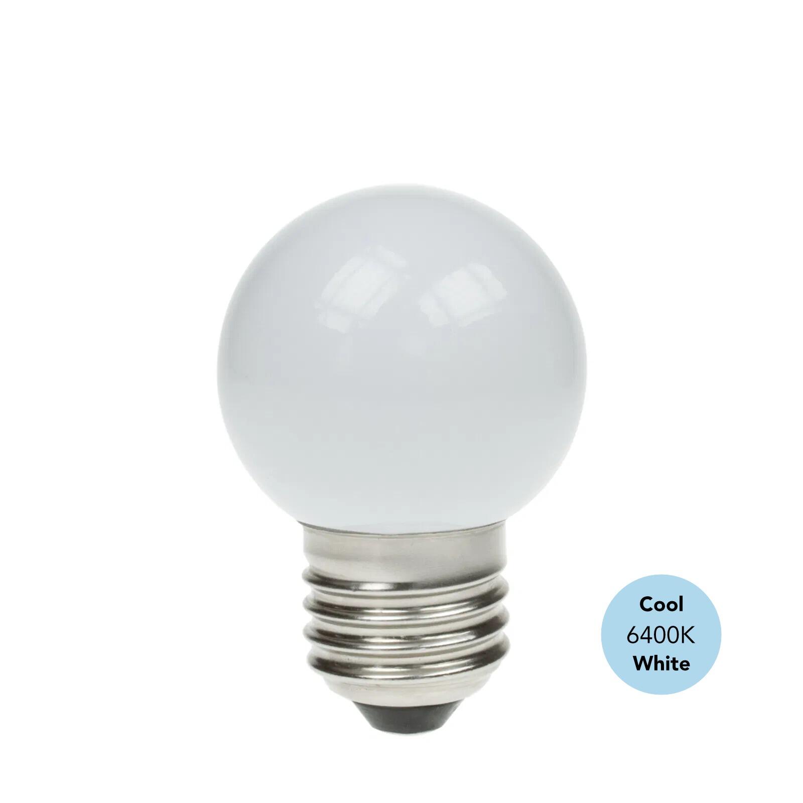 1.5W ES (E27) 6000K White Golf Ball LED Lamp, 100LM | festoon lighting | powershackshop.co.uk