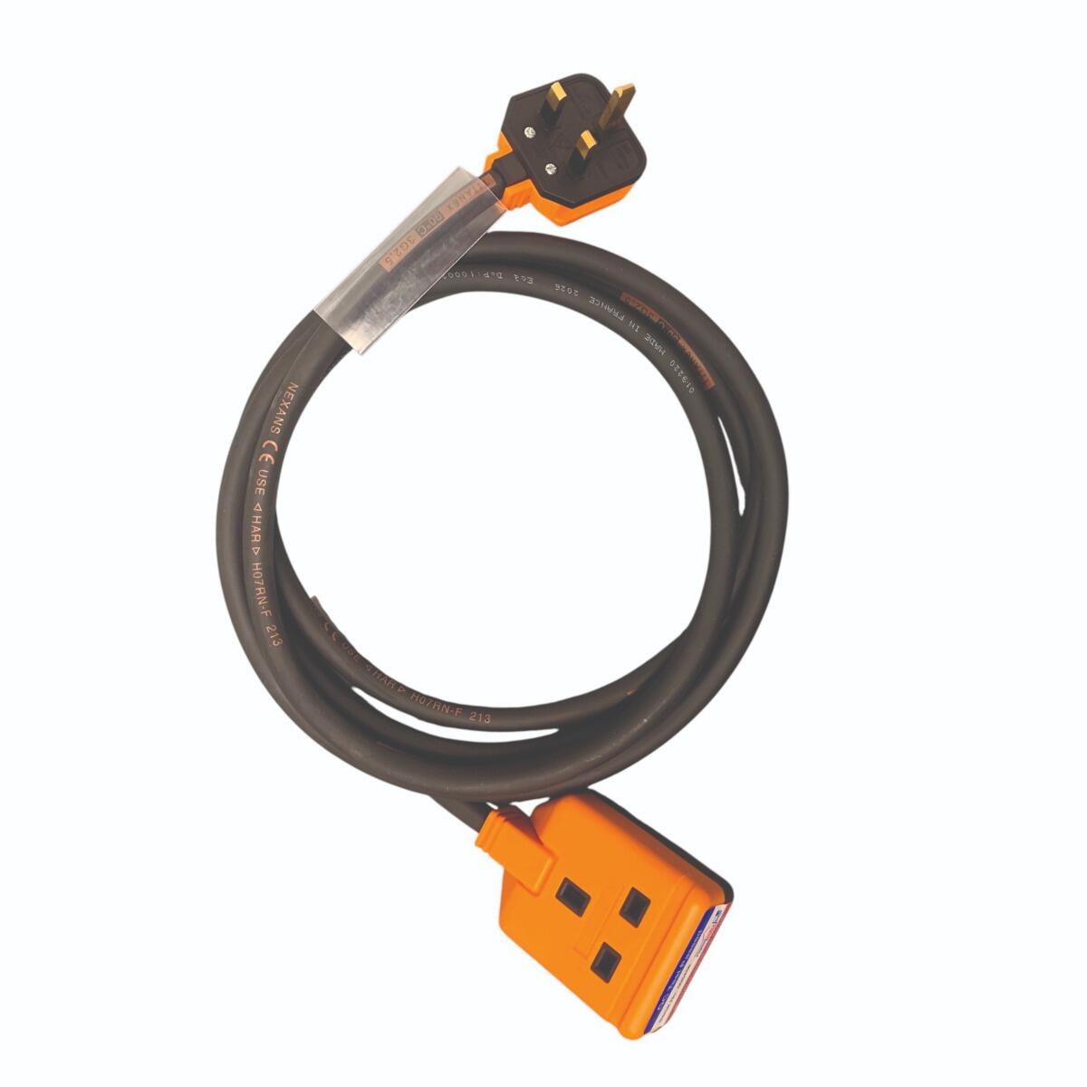 13AMP 1 GANG HEAVY DUTY EXTENSION LEAD - 2.5mm² Cable | Orange Connectors