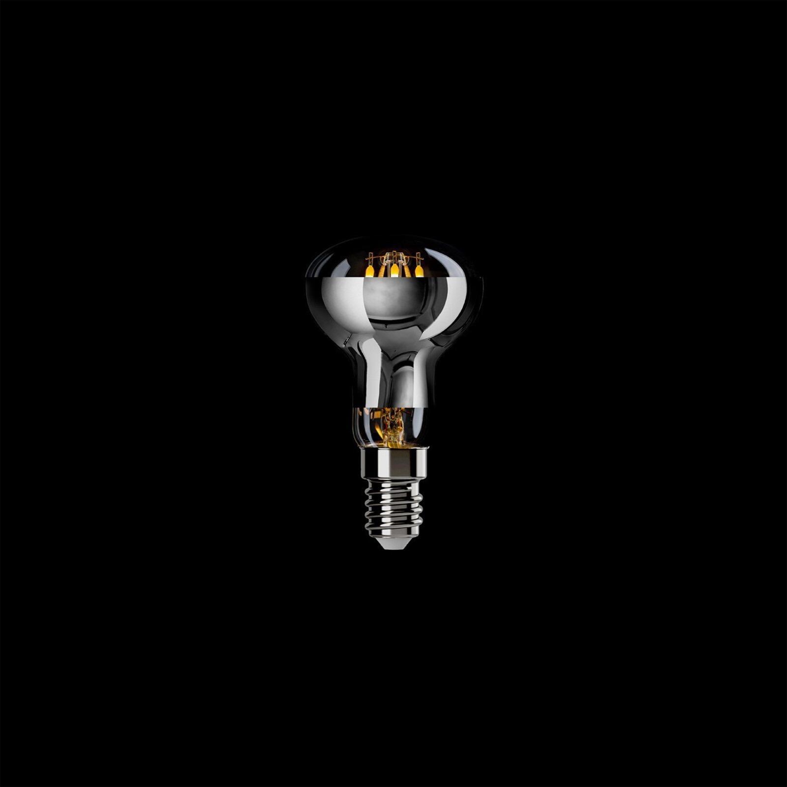 A06 LED Silver Mirror Dimmable Light Bulb, R50 4W E14 2700K