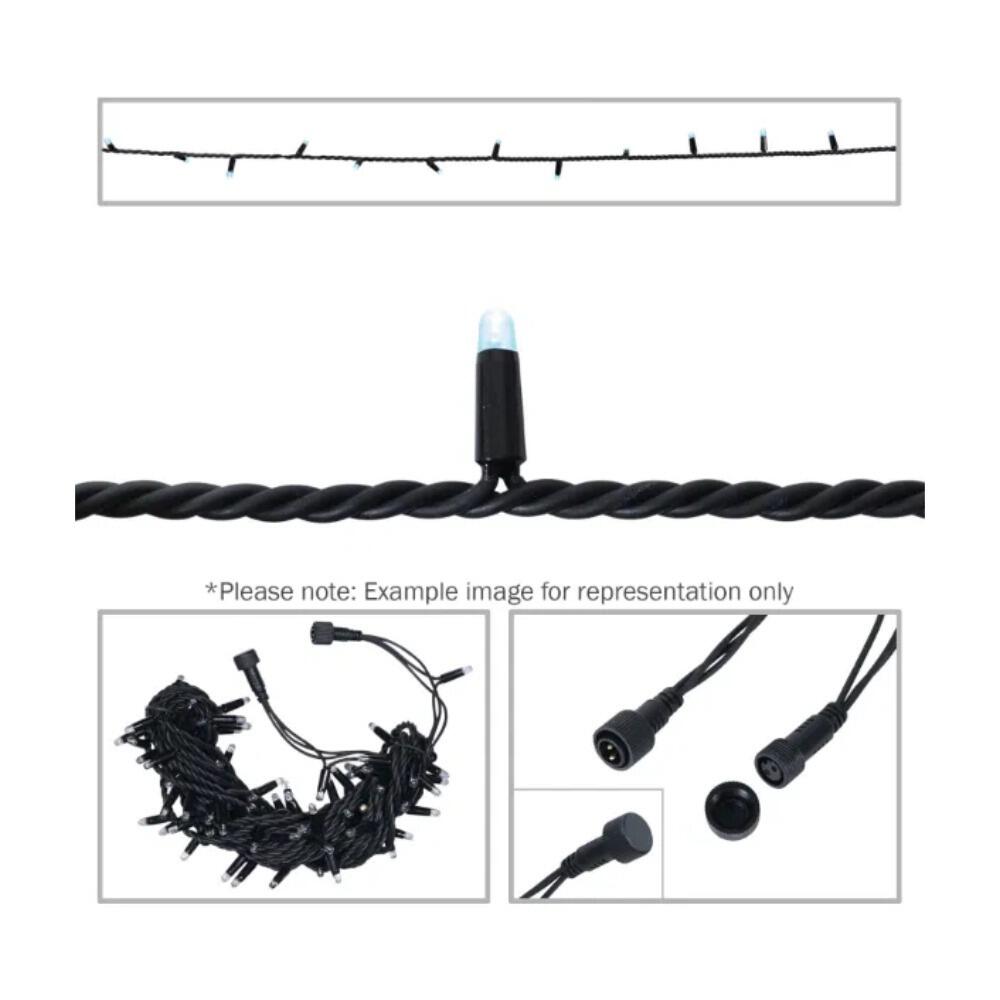 100 Cool White LEDs/10M Black Rubber Cable String Light | powershackshop.co.uk
