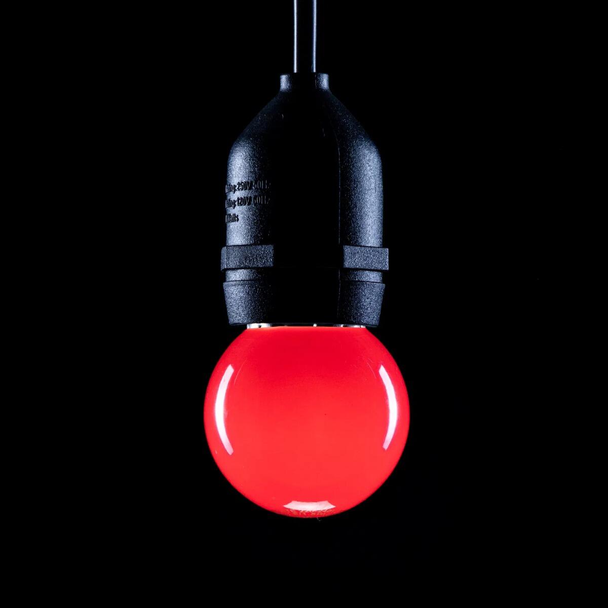 1.5W ES (E27) Red Golf Ball LED Lamp, 100LM | festoon and decorative lighting | powershackshop.co.uk