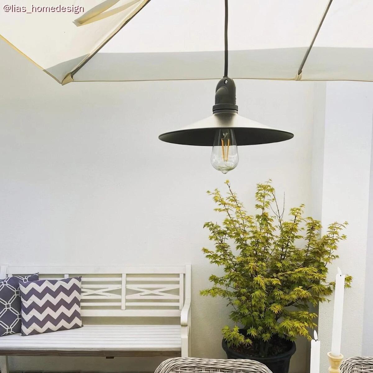 Matt Black Swing Shade Outdoor Snake - Portable plug in garden lighting