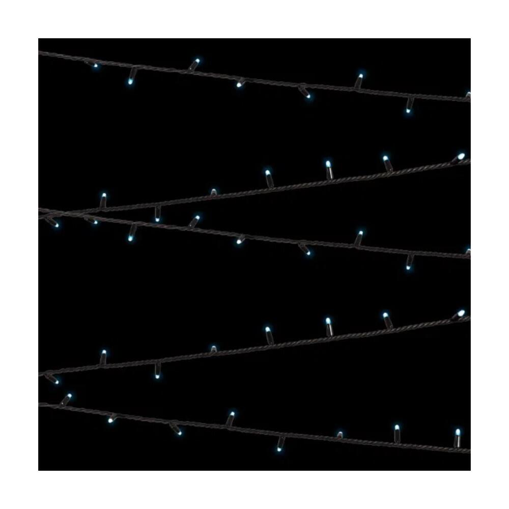 100 Cool White LEDs/10M Black Rubber Cable String Light | powershackshop.co.uk