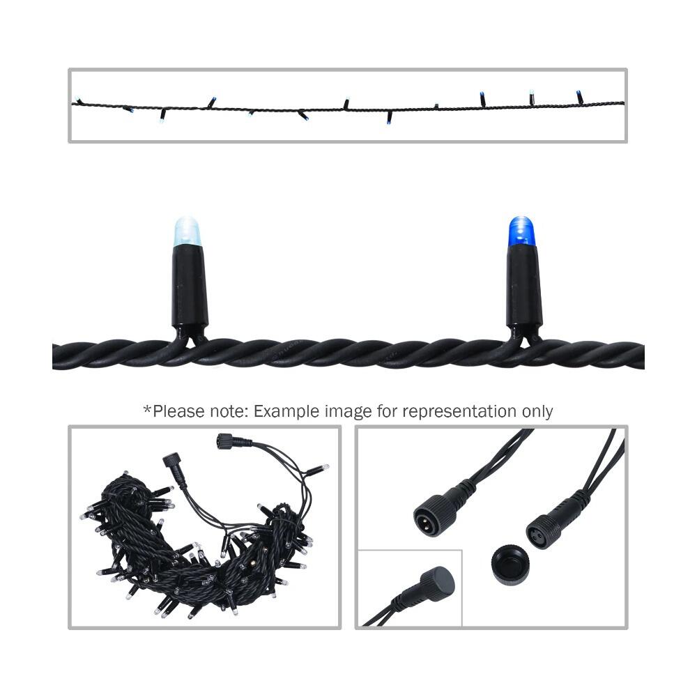100 Cool White/Blue LEDs/10M Black Rubber Cable String Light | powershackshop.co.uk
