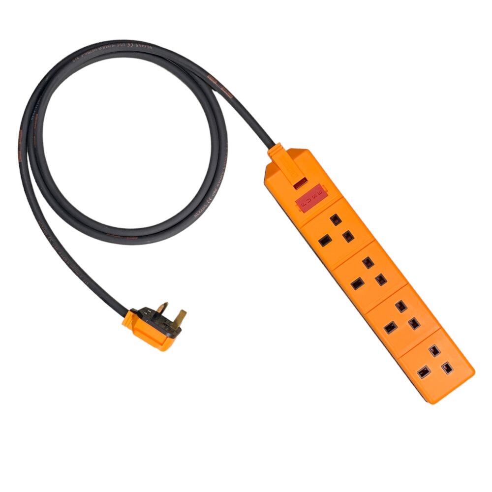 13AMP 4 GANG 230V ORANGE HEAVY DUTY EXTENSION LEAD