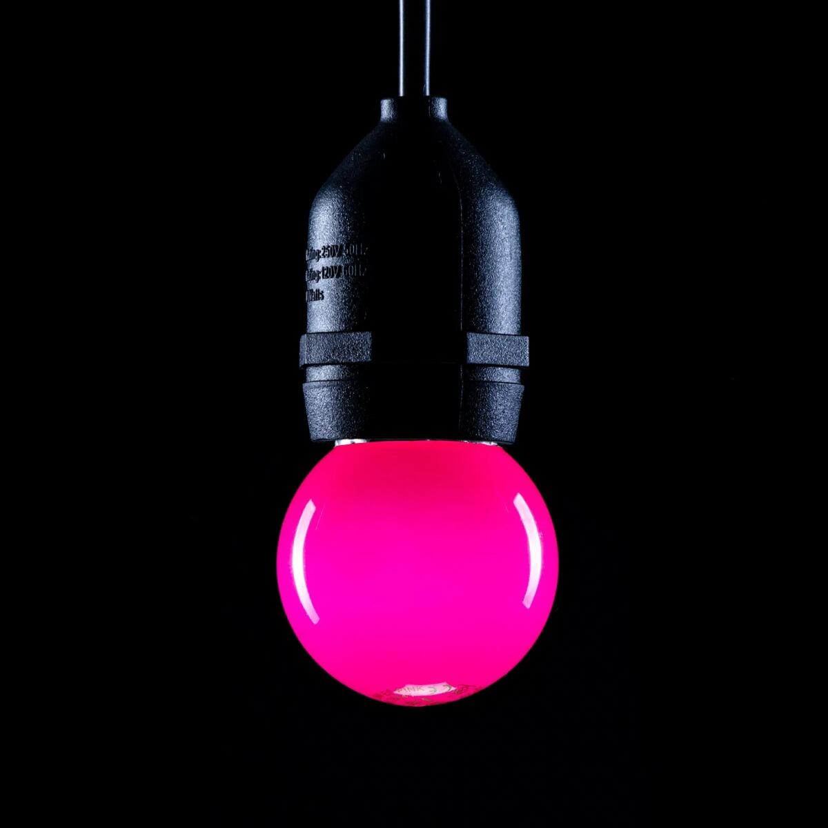 1.5W ES (E27) Pink Golf Ball LED Lamp, 100LM | festoon and decorative lighting | powershackshop.co.uk