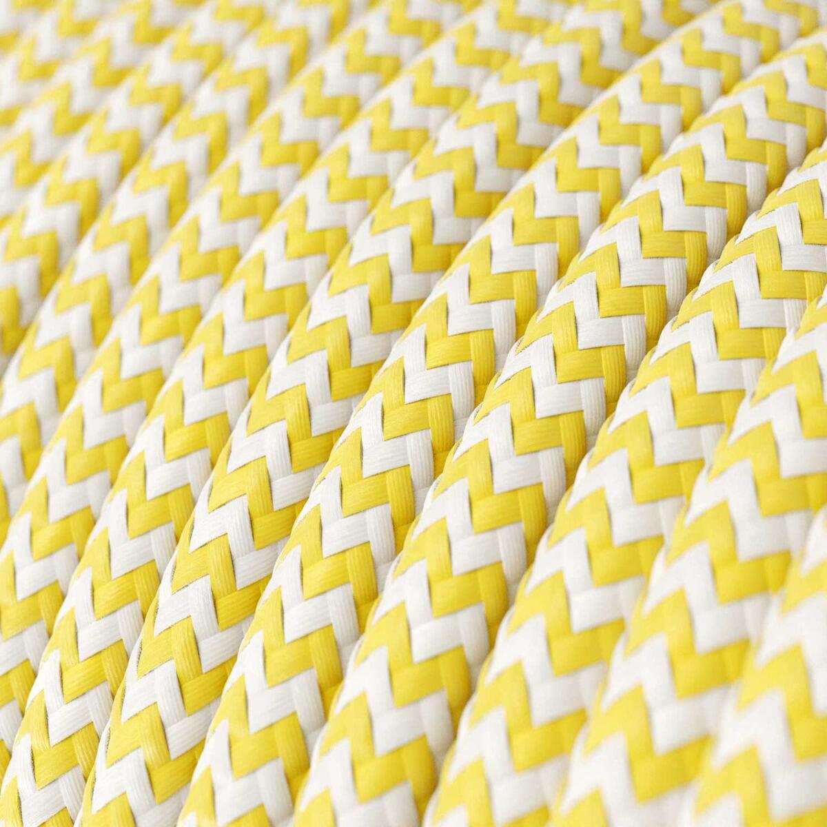 Palla Gialla - Maize Yelloe and Optical White ZigZag Fabric Cable RZ11 | powershackshop.co.uk