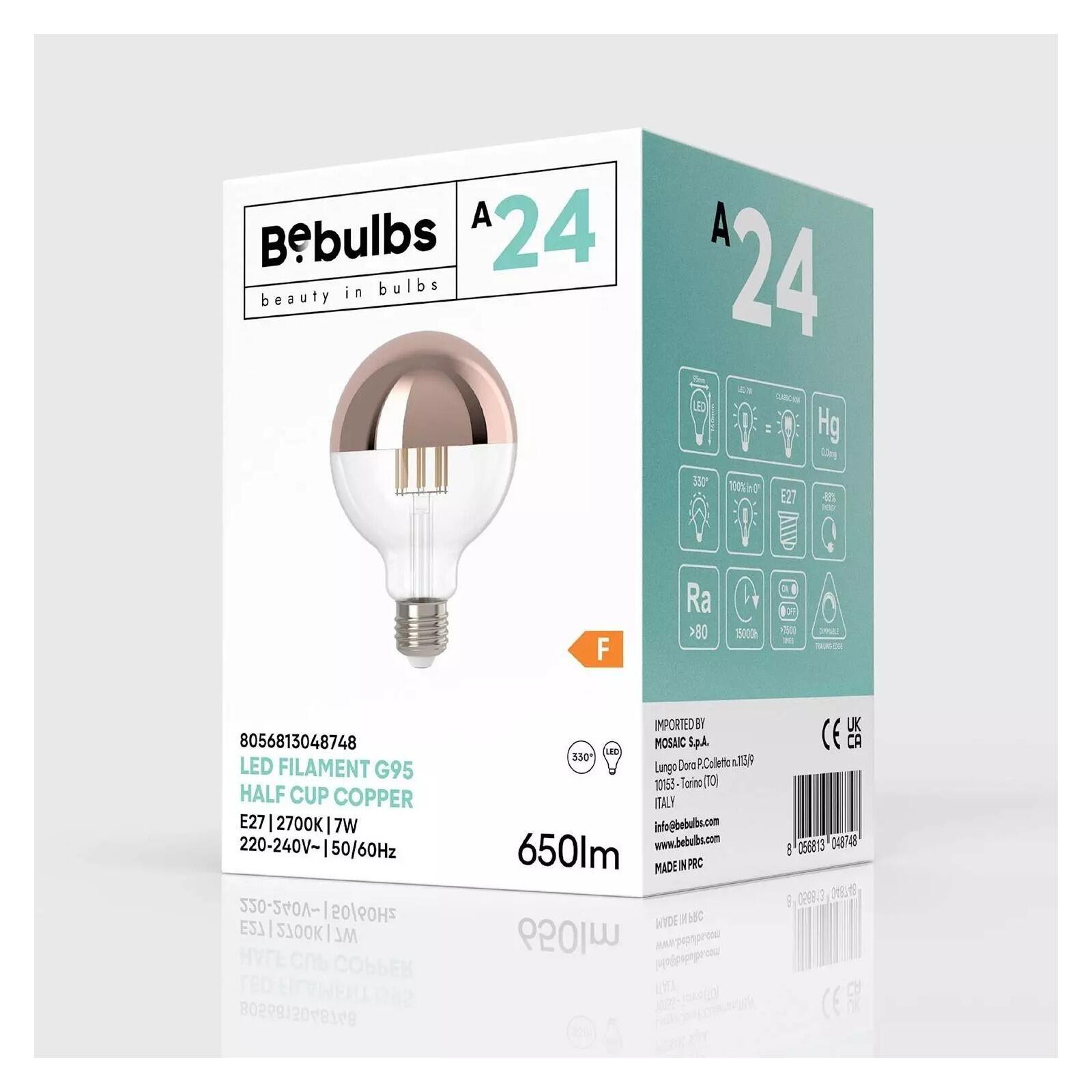 A24 LED Copper Half-Sphere Dimmable Globe Bulb, G95 7W E27 2700K