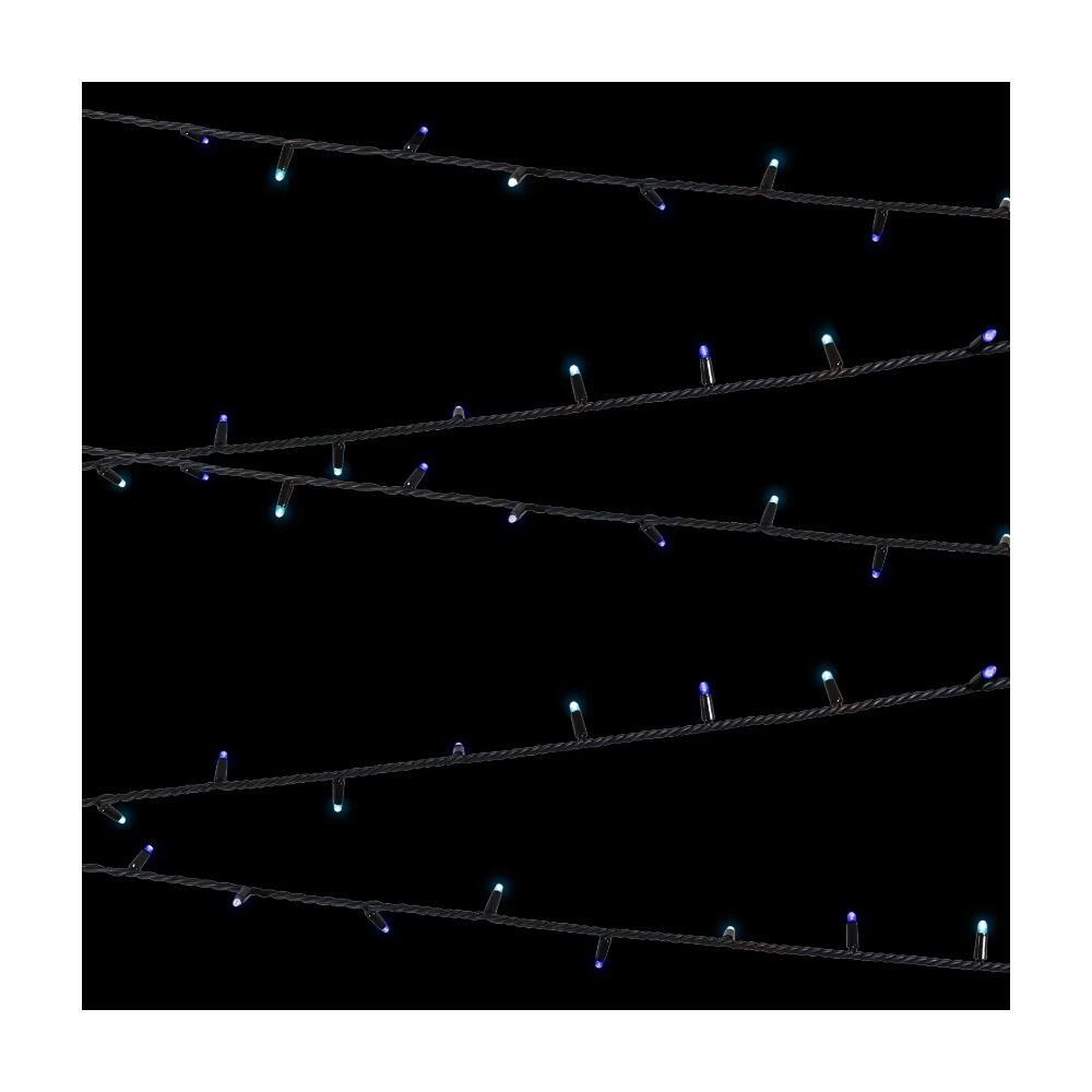 100 Cool White/Blue LEDs/10M Black Rubber Cable String Light | powershackshop.co.uk