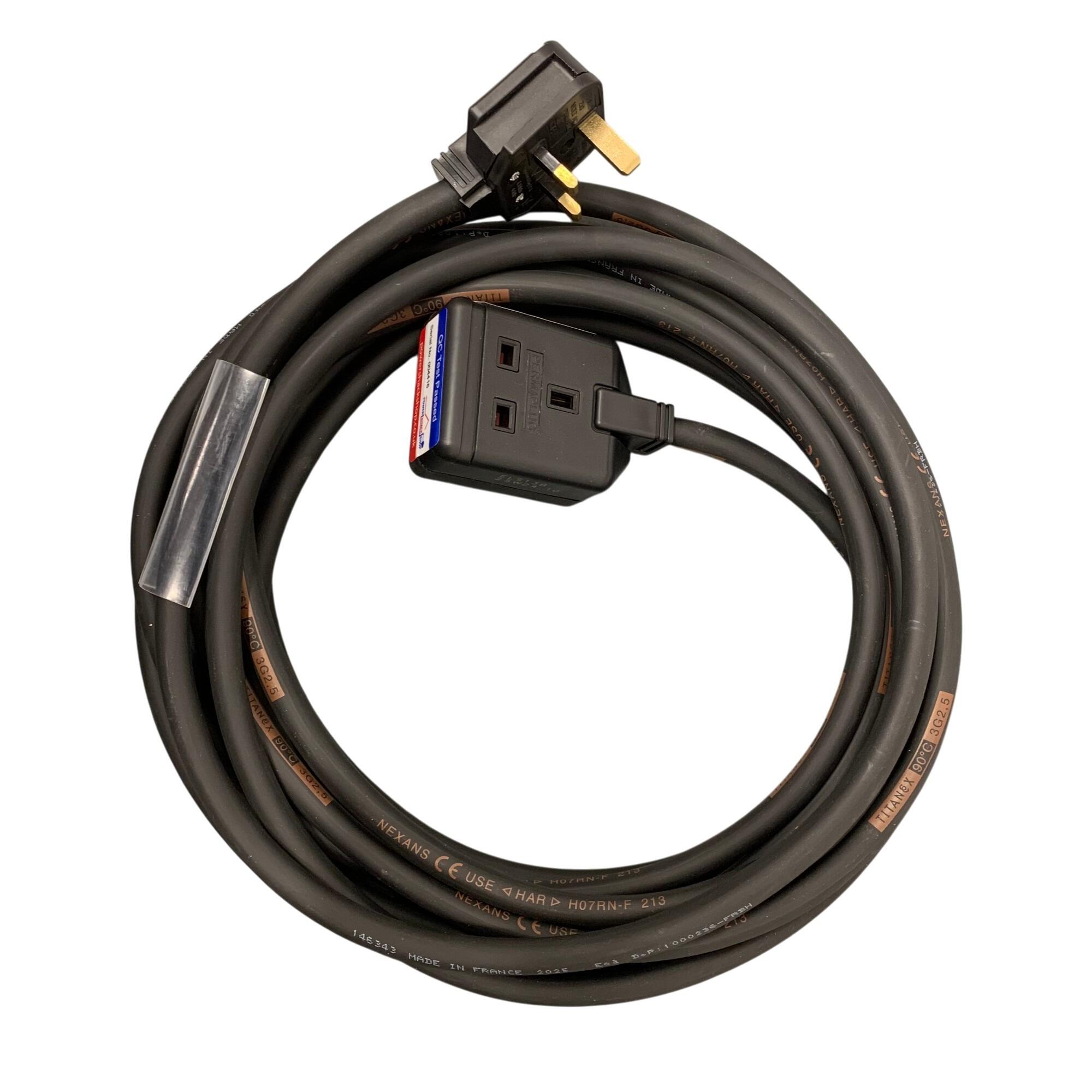 13AMP 1 GANG HEAVY DUTY EXTENSION LEAD - 2.5mm² Cable | Black Connectors