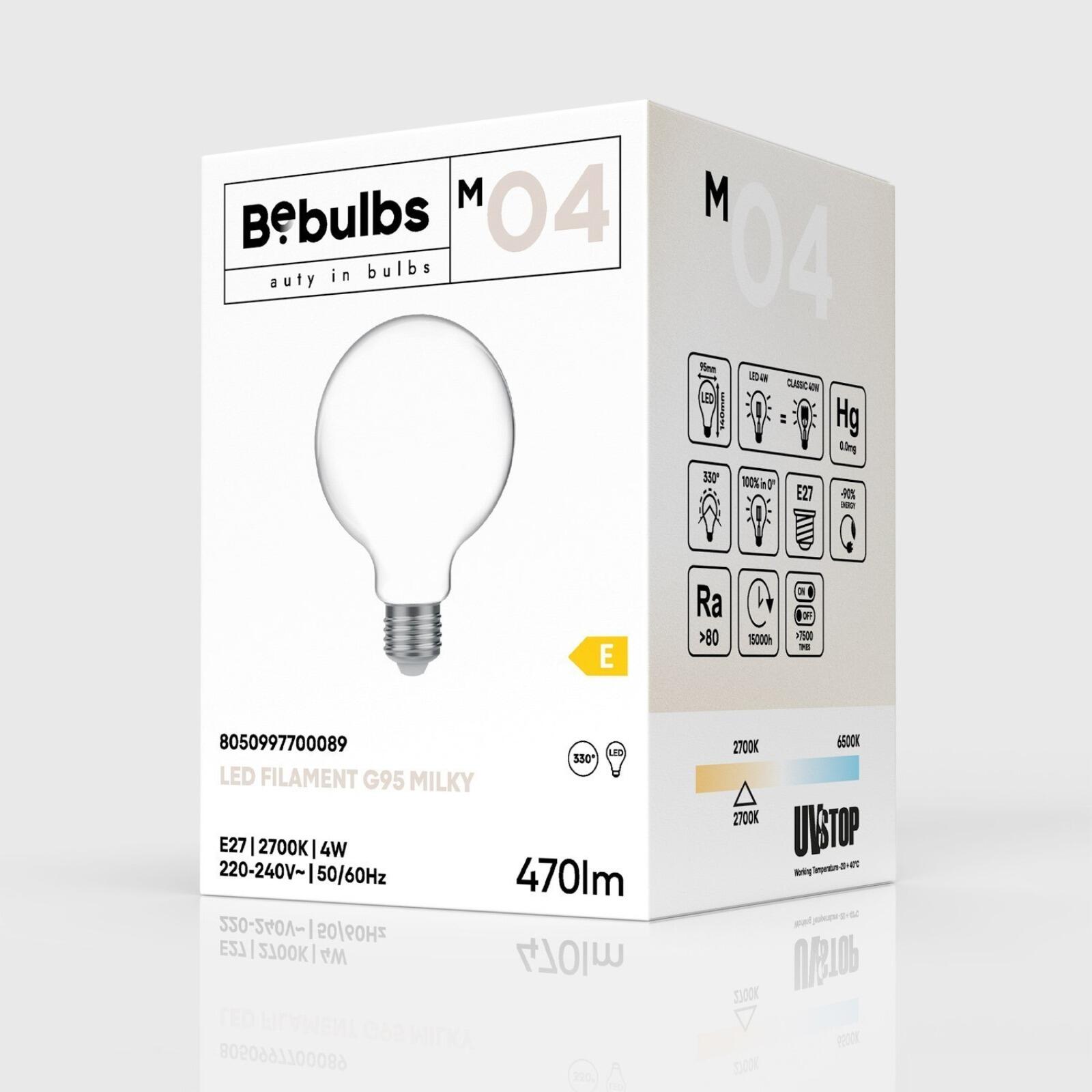 M04 LED Milky Globe Bulb, G95 4W 470LM E27 2700K