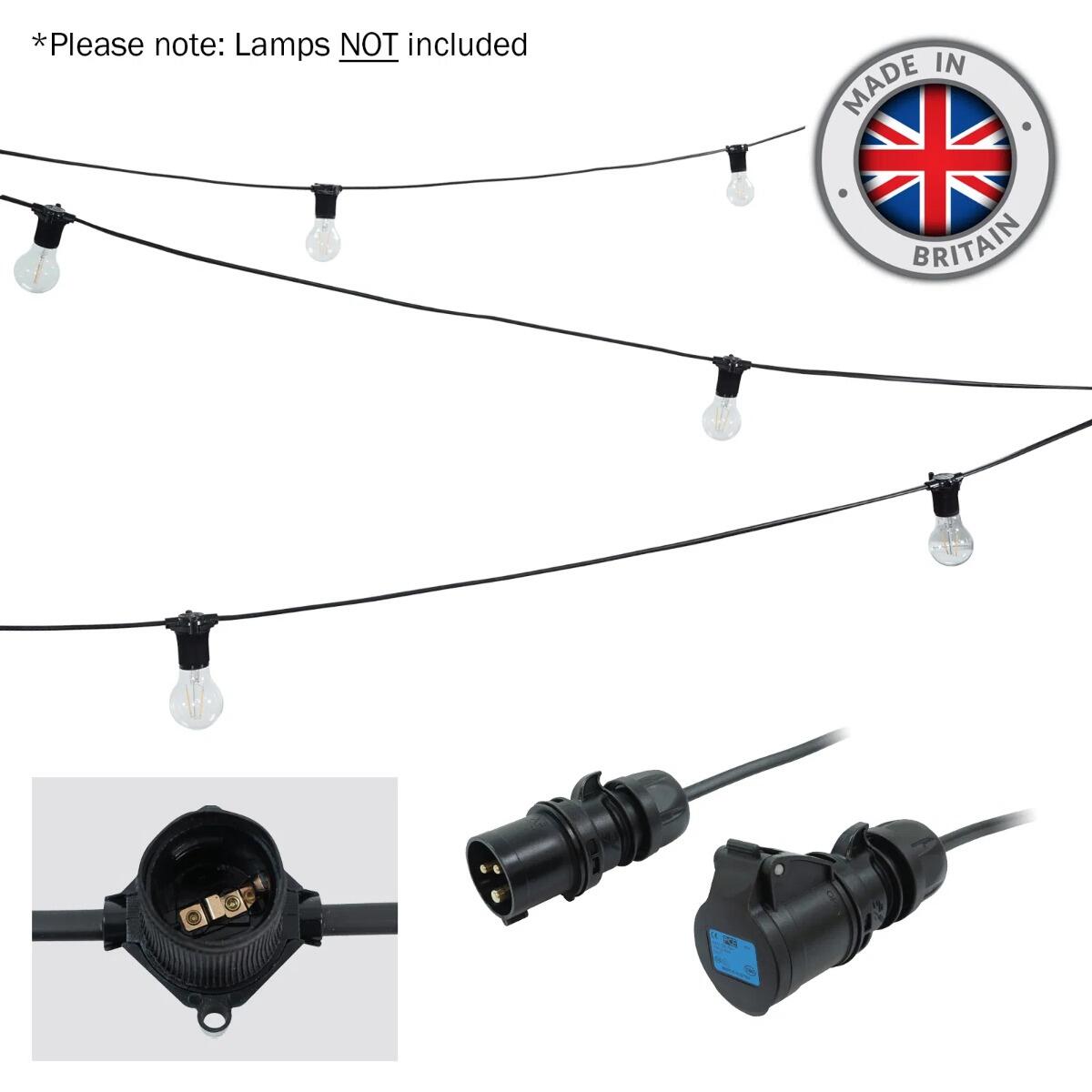ES Festoon with 3 Metre Spaced Lamp Holders | powershackshop.co.uk