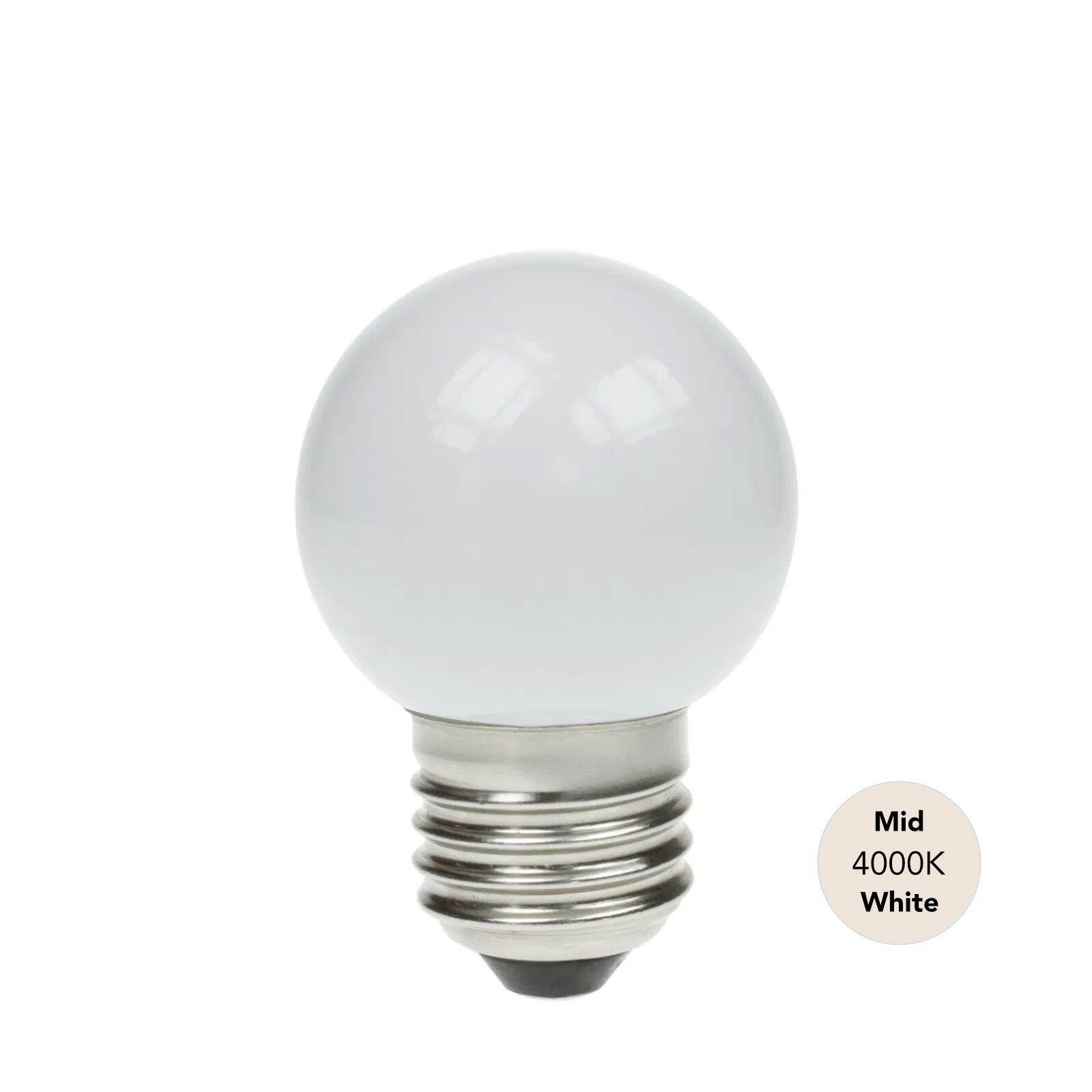 1.5W ES (E27) 4000K Mid White Golf Ball LED Lamp, 100LM | Festoon and Decorative Lighting | powershackshop.co.uk
