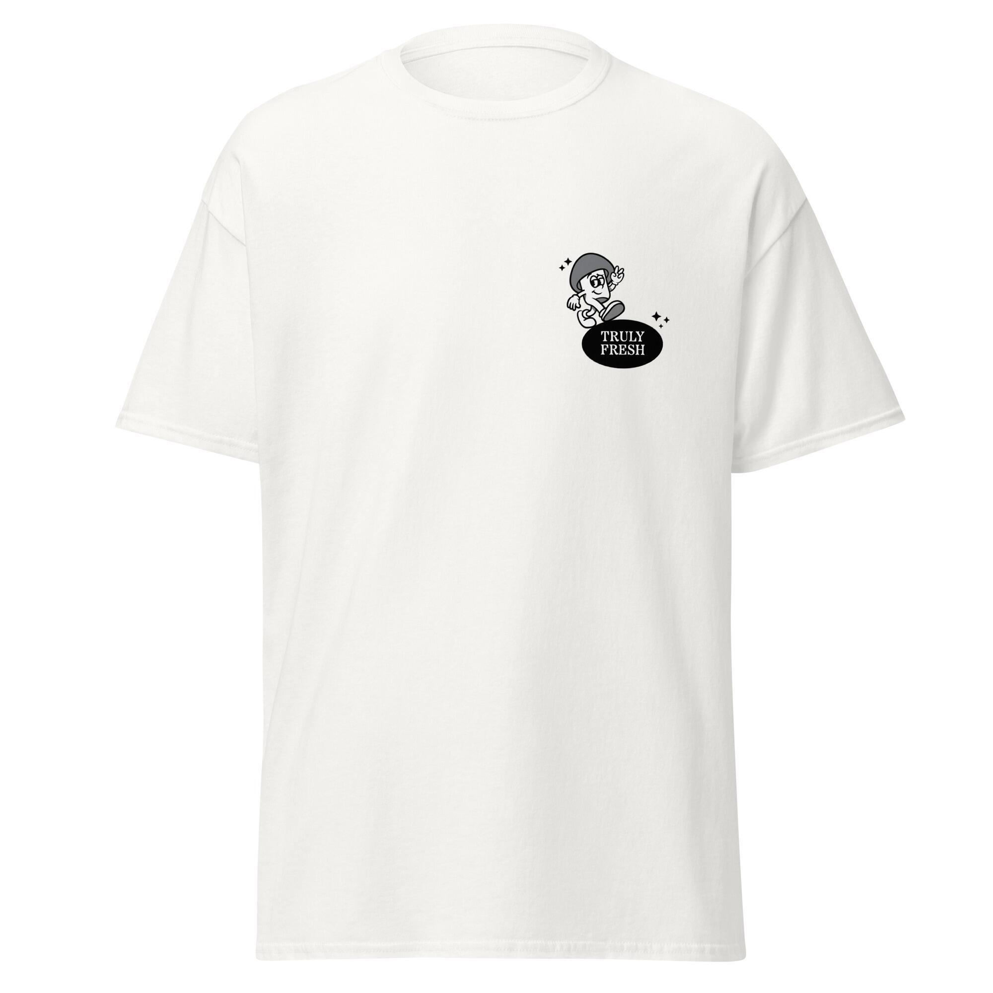 front of merryhill mushrooms white t shirt