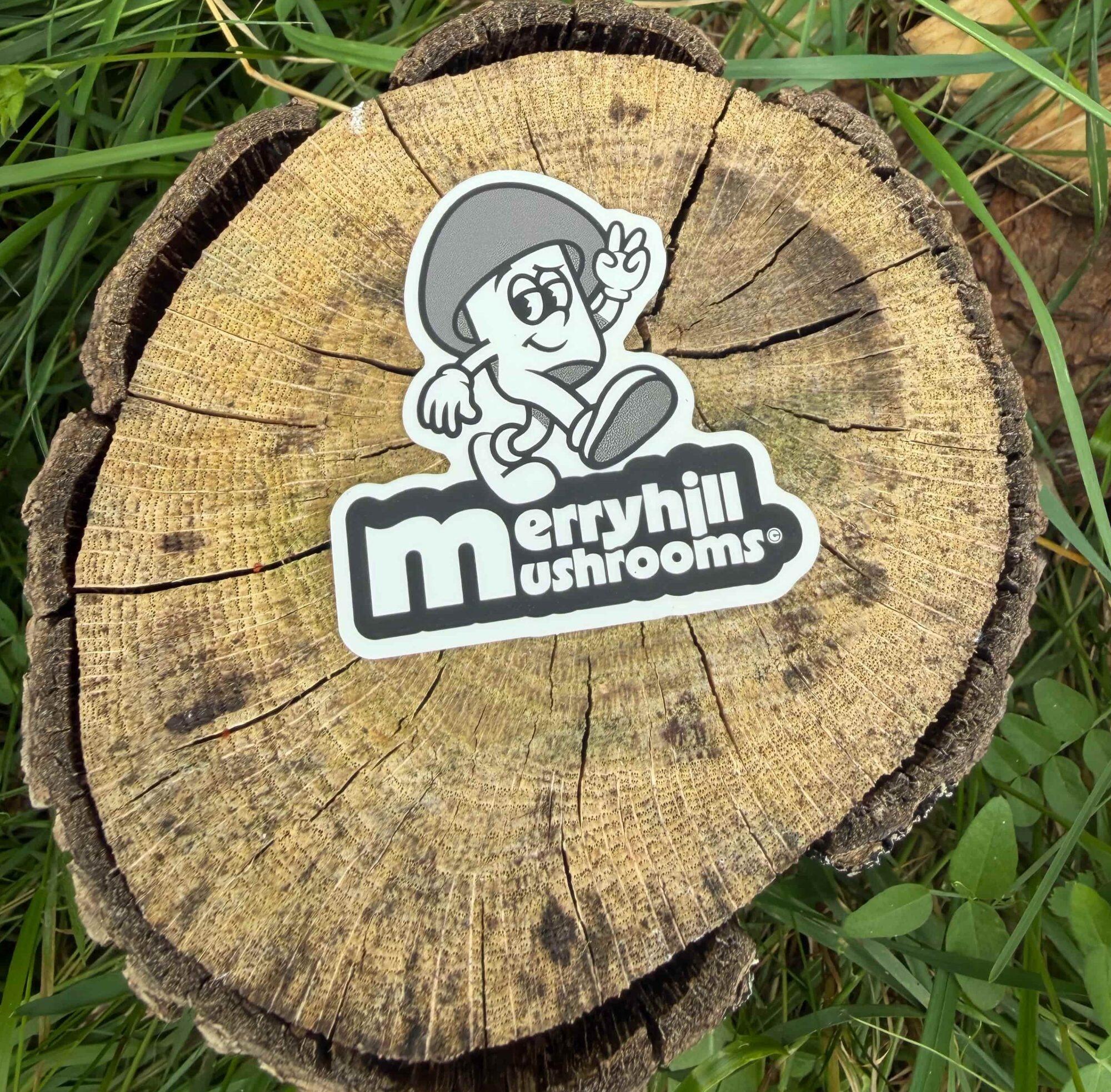 Merryhill Mushrooms Sticker on log