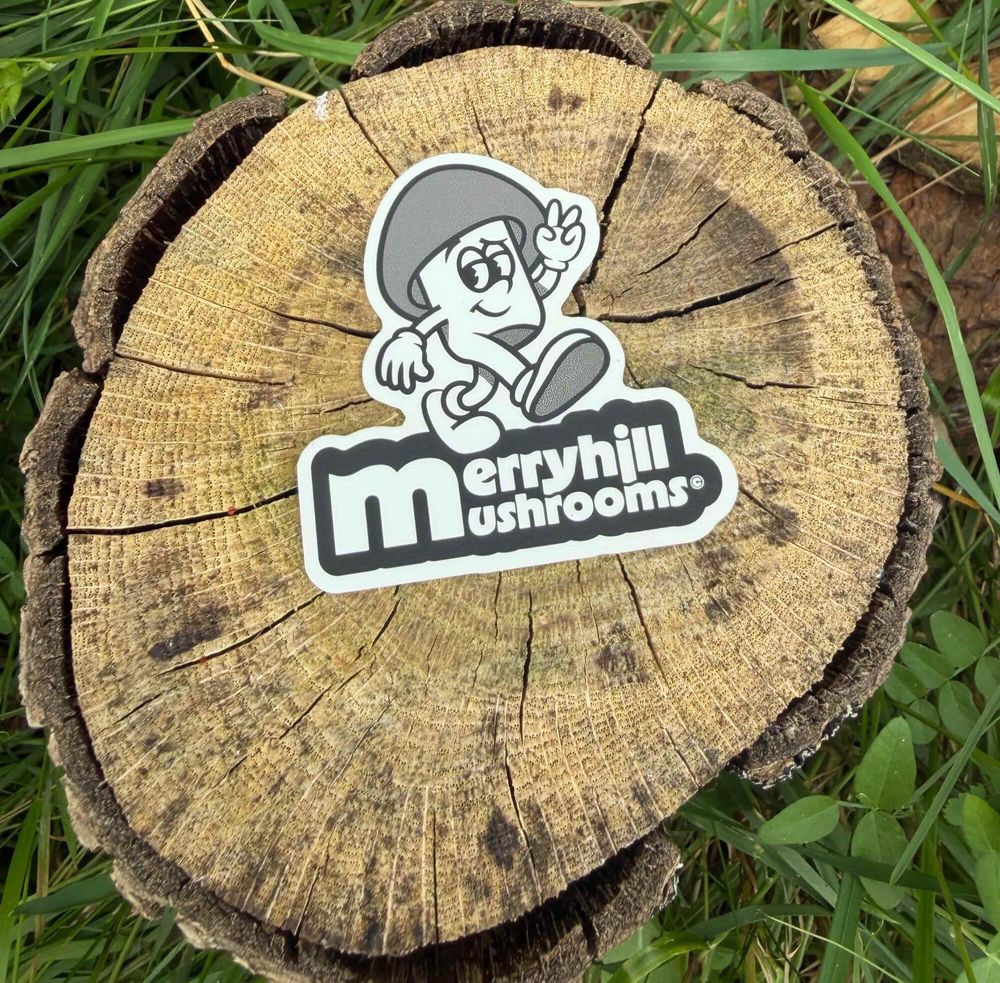 Merryhill Mushrooms Sticker on log