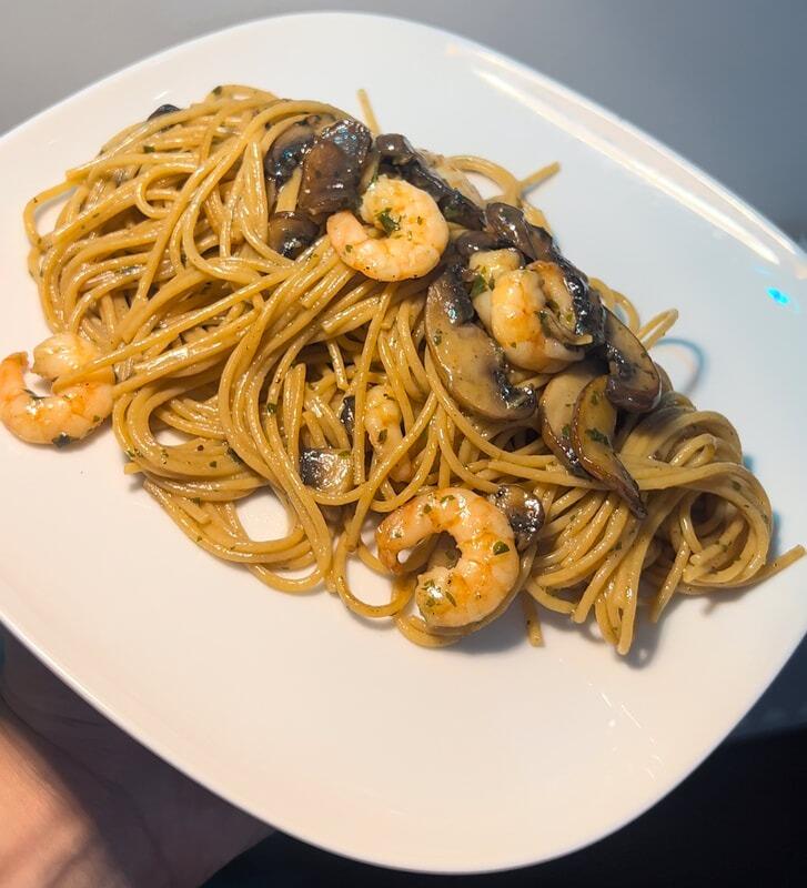 Mushroom and Prawn Aglio e OIio