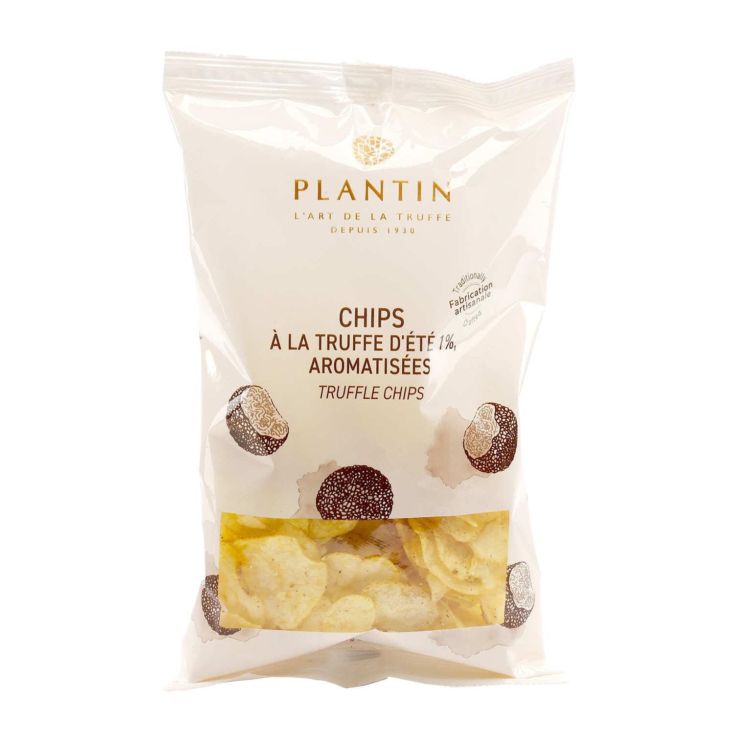 Bag of Plantin Truffle Chips 100g with visible truffle pieces