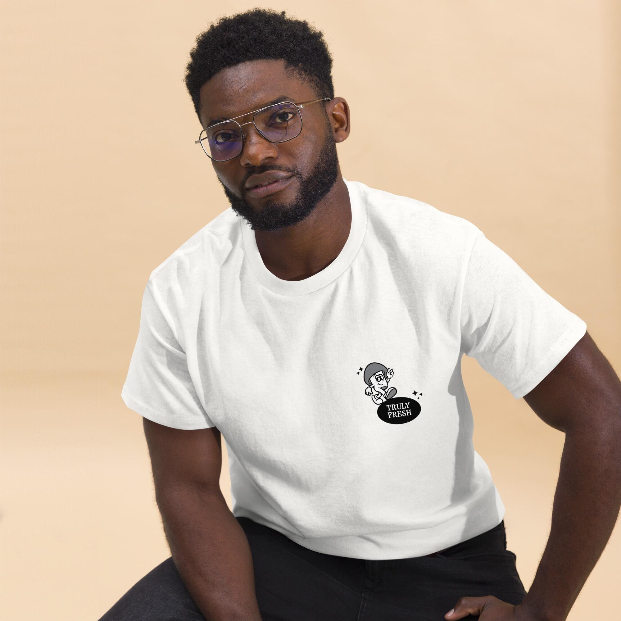 Man wearing Merryhill Mushrooms showing front of design