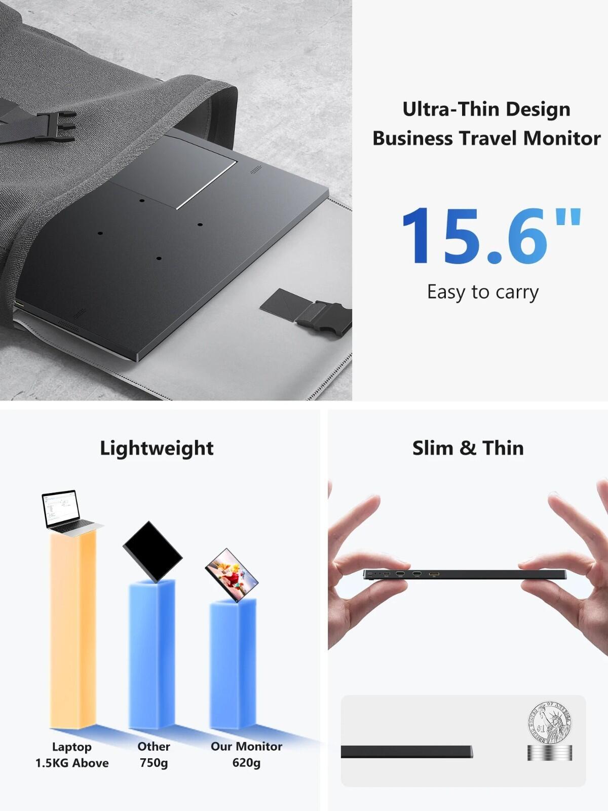ultra thin portable display for gaming and work
