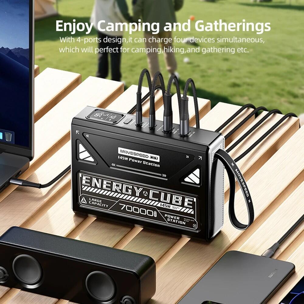Compact MOVESPEED Z70 Pro Max 70000mAh 145W Power Bank in Outdoor Camping Setup, UK