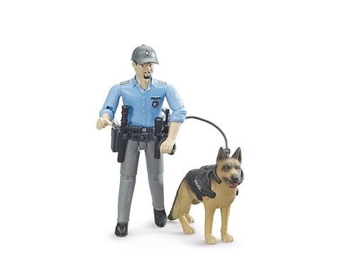 Bruder Police Officer with Dog figure set 1:16 scale – officer standing with German Shepherd