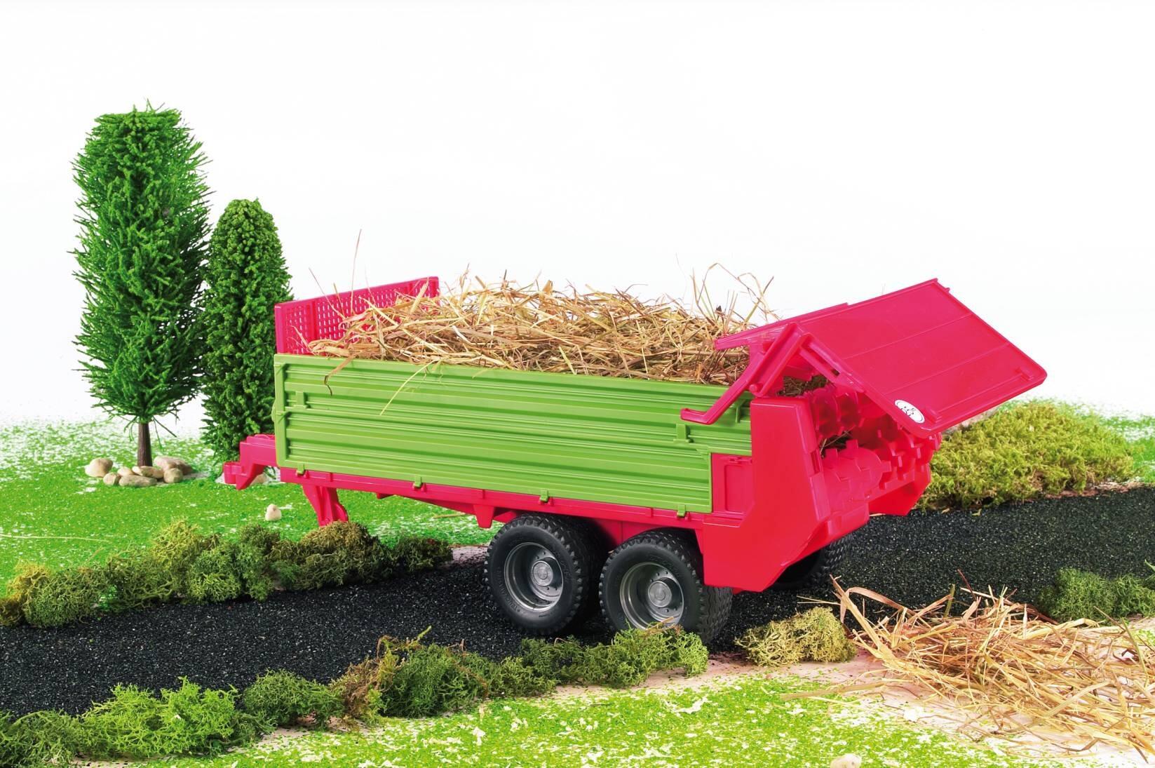 Bruder Stable Dung Spreader in action, spreading materials on a farm field