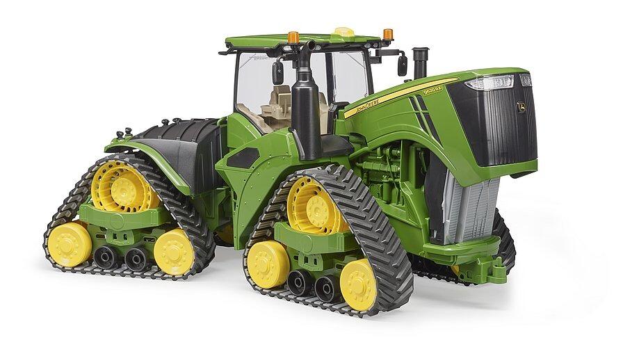 Two Bruder John Deere 9620RX crawler tractors – front angle comparison shot