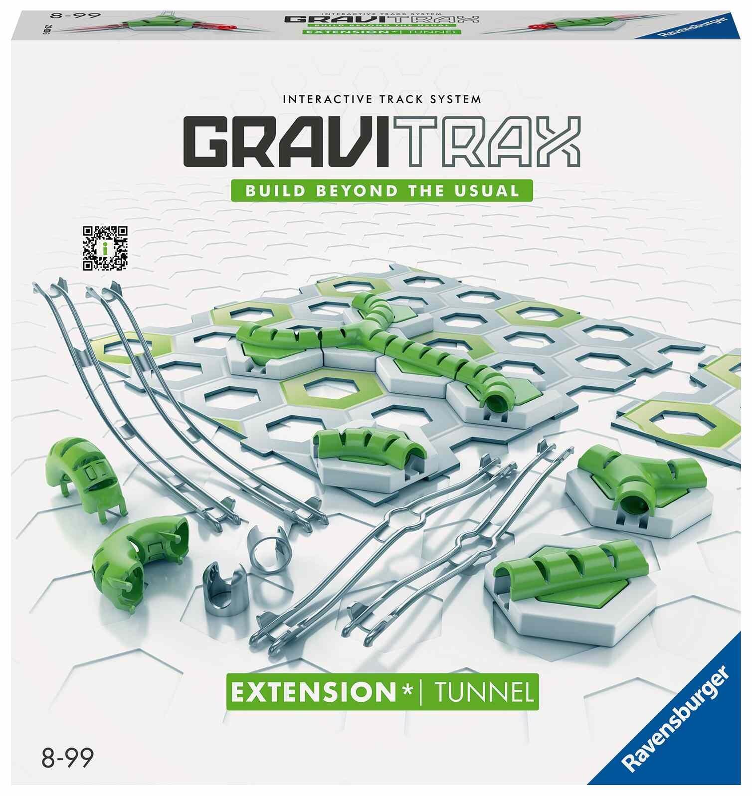 GraviTrax Tunnel Pack box with illustrated example of the tunnel system built onto a track layout