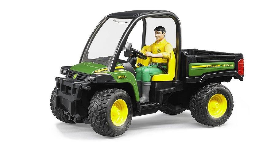 Bruder John Deere Gator XUV 855D 1:16 scale utility vehicle with driver sitting in the cab