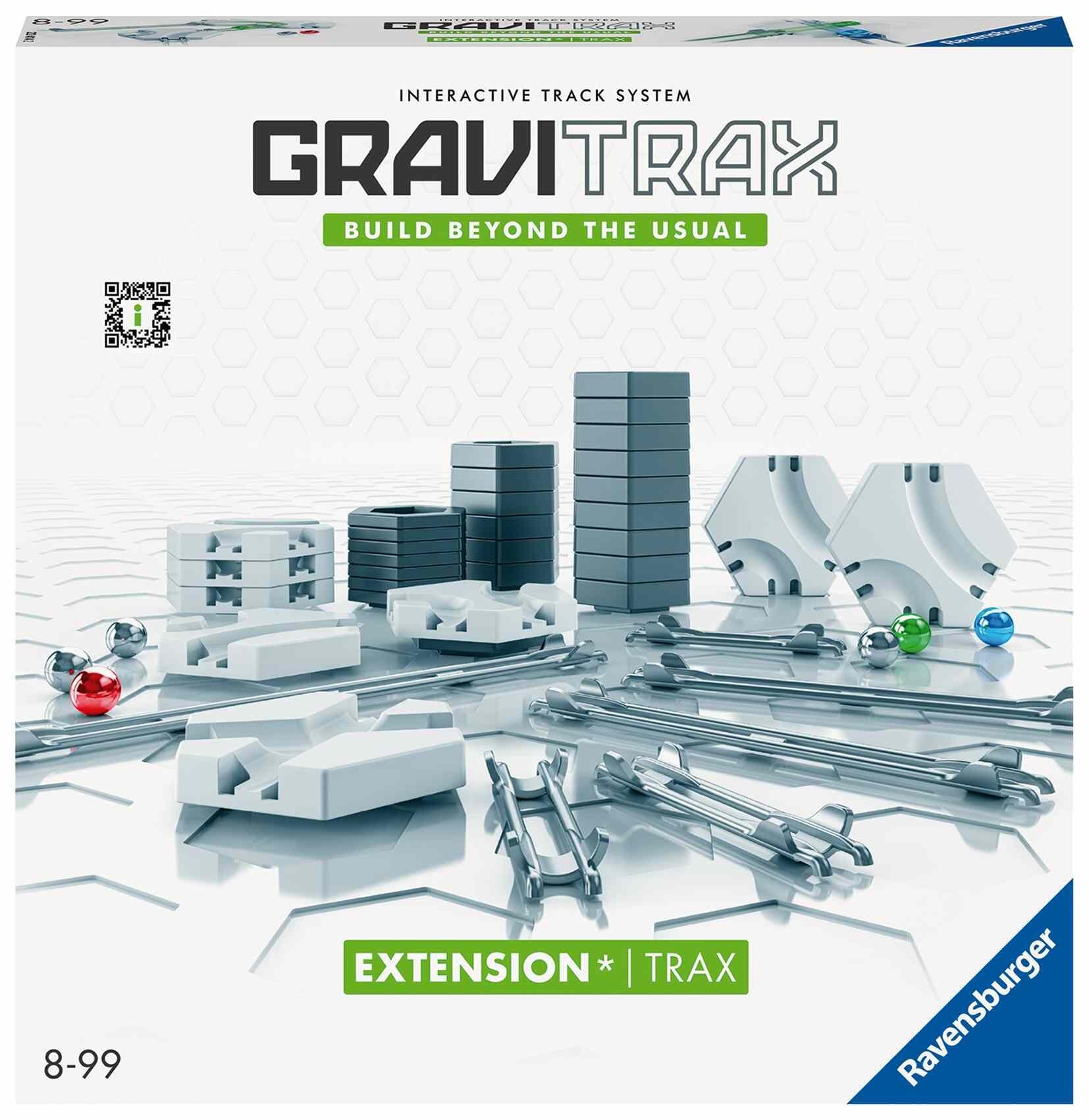 GraviTrax Trax Pack box featuring the full set of track extensions and building pieces