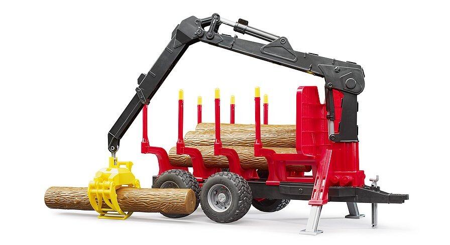 Bruder Forestry Trailer toy showing timber crane and loading grab