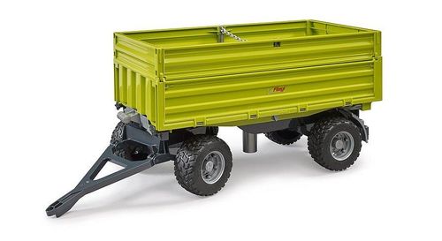 Bruder Fliegl Three Way Tipping Trailer - Front view with removable top