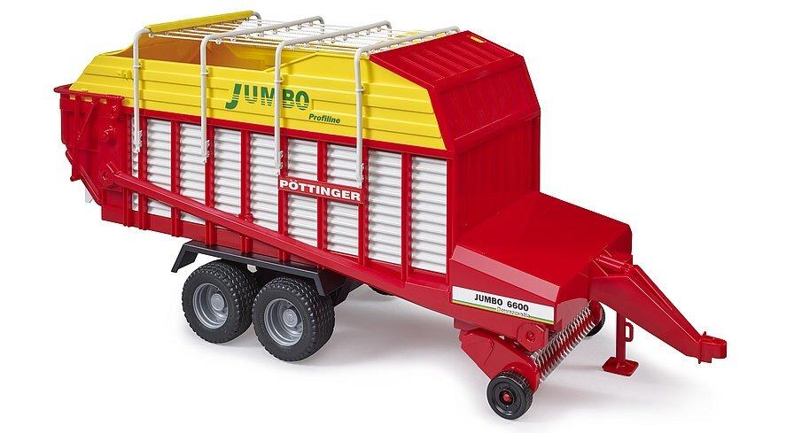Bruder Pottinger Jumbo 6600 Profiline Forage Trailer – side angle showing the trailer with the lid.
