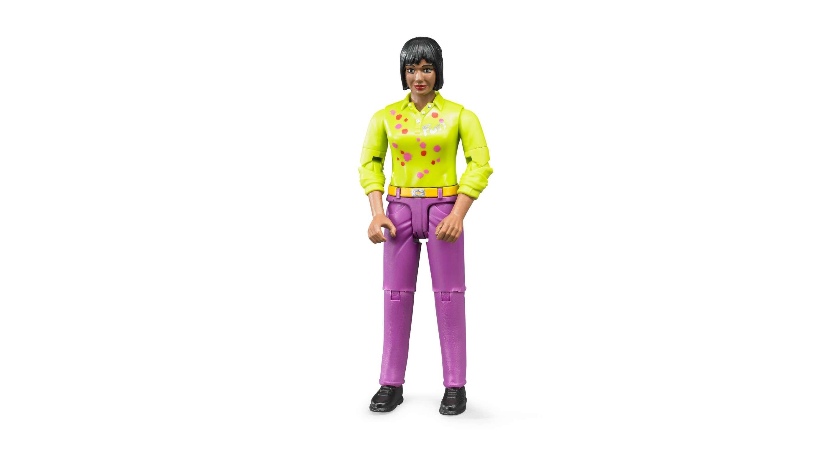 Woman - Medium Skin - Pink Jeans - 1:16 Scale Figure on White Background