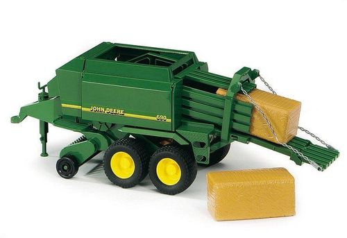 John Deere square bale press with two large straw bales – 1:16 scale