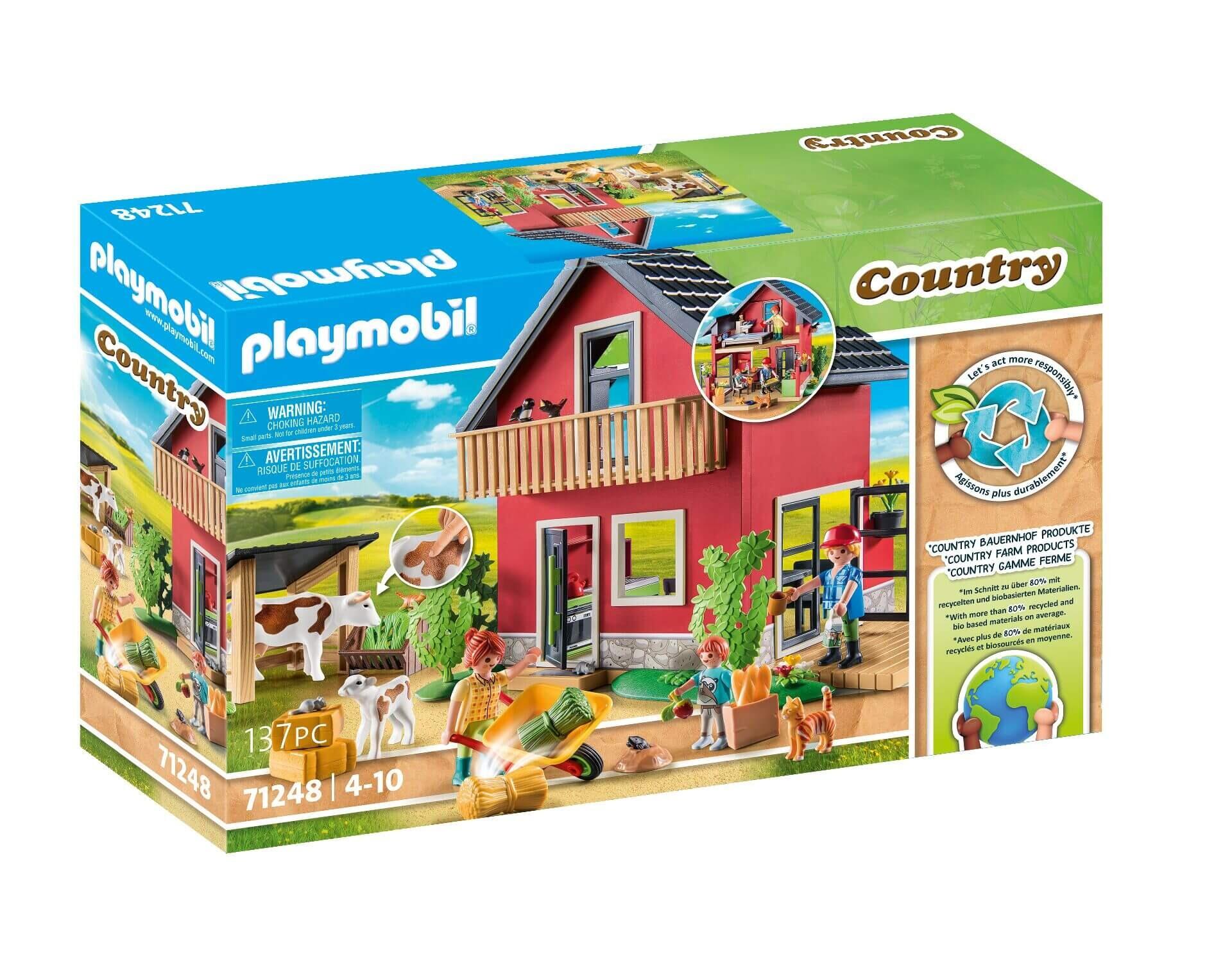 Playmobil 71248 Country Farmhouse product box showing farmhouse, figures and farm accessories