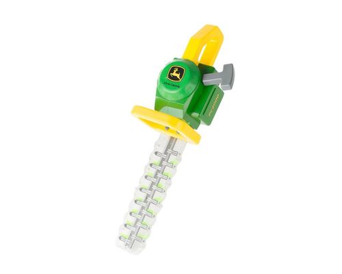 John Deere Hedge Trimmer Toy – product photo showing the green and yellow toy hedge trimmer on a white background
