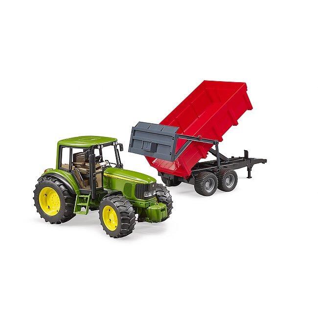 Bruder John Deere 6920 tractor pulling red tipping trailer – farm toy model