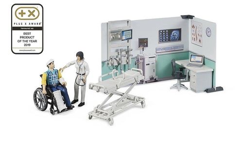 Bruder Health Station Set with doctor and patient figures in treatment room