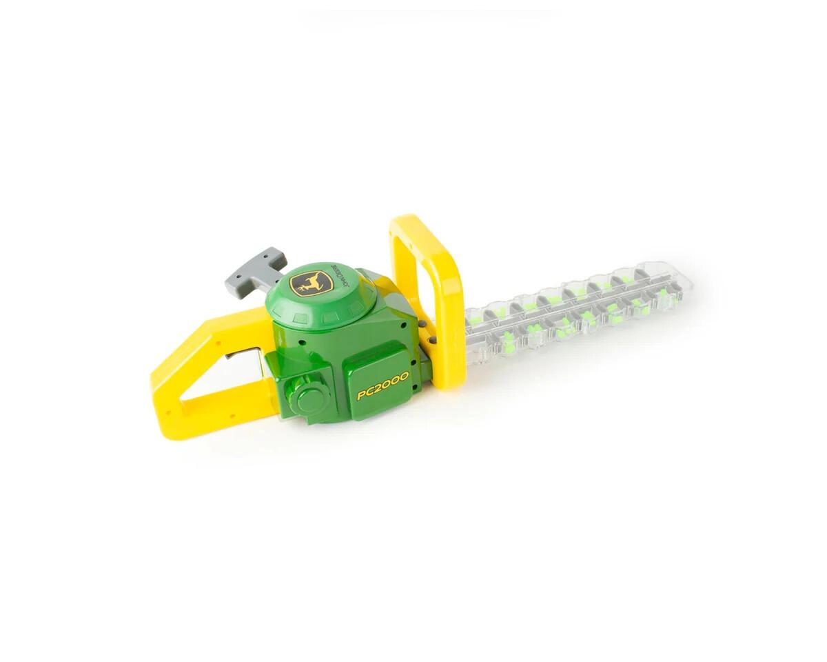 John Deere Hedge Trimmer Toy – side-angle view of the toy hedge trimmer showing handle and blade detail