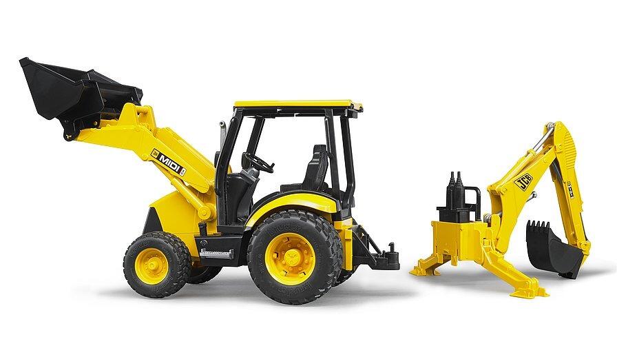 JCB MIDI CX Backhoe Loader Side View front bucket raised - rear bucket detached