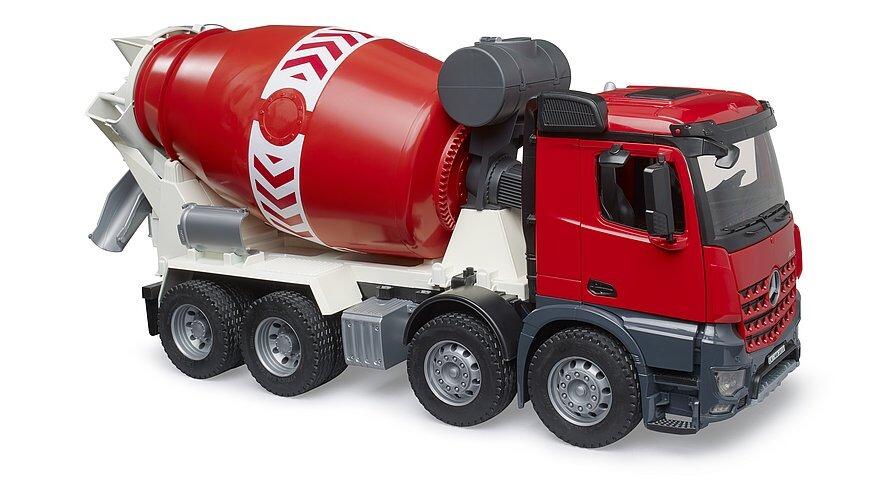 Bruder Mercedes-Benz Arocs cement mixer truck in red with rotating drum – 1:16 scale