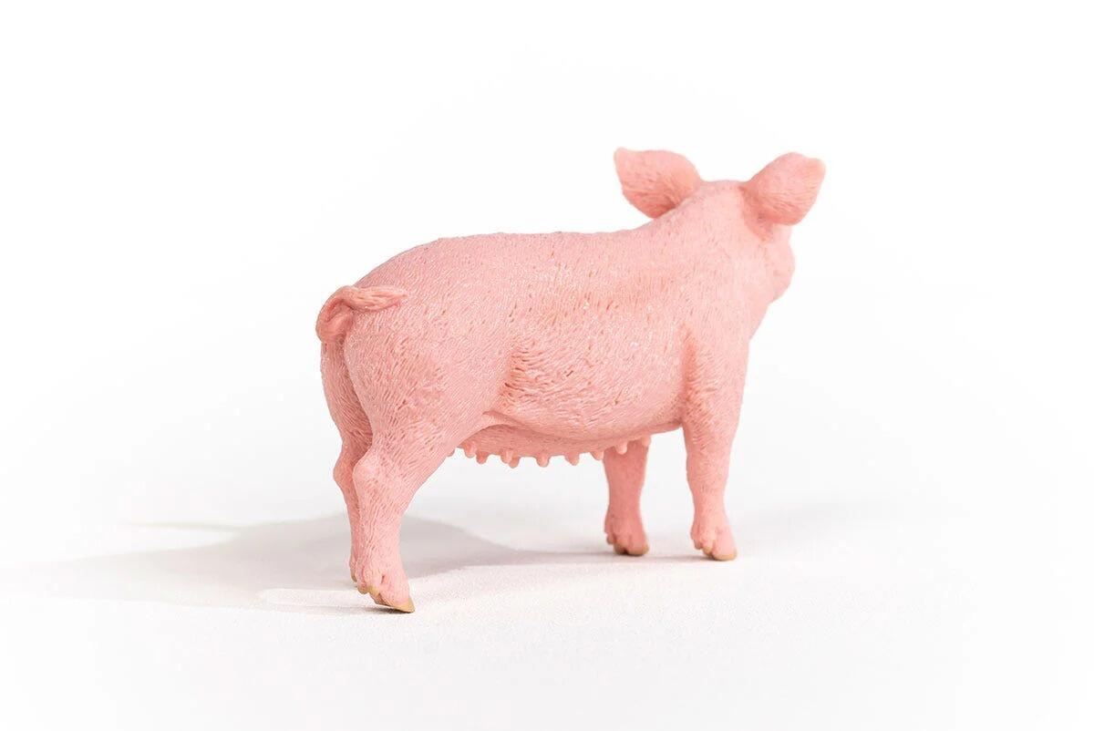 Realistic Pig Figure Second Rear View