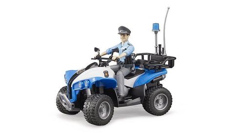 Bruder Police Quad with officer figure in uniform on blue quad bike