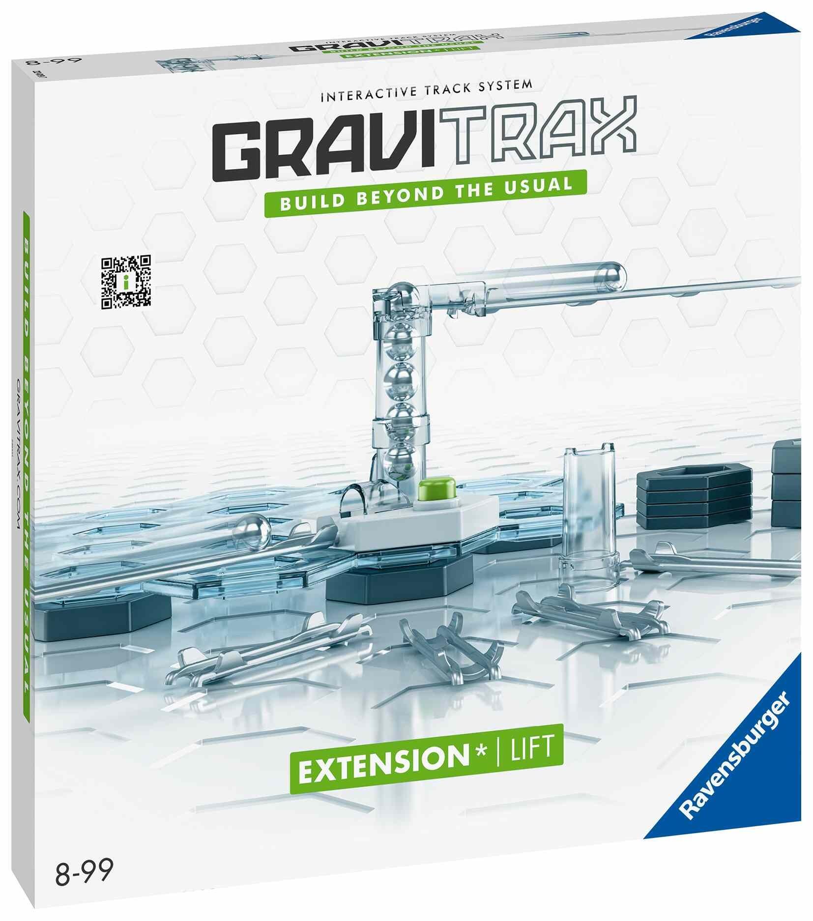 Front view of the GraviTrax Lift Pack box featuring the marble lift mechanism