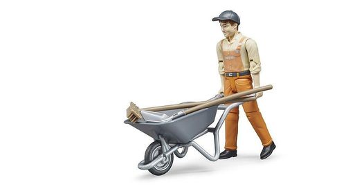 Bruder Municipal Worker Figure Set with wheelbarrow – 1:16 scale toy figure
