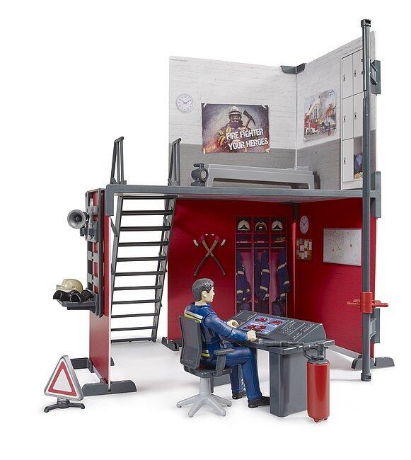 Bruder bworld fire station playset with control room, equipment and firefighter figure