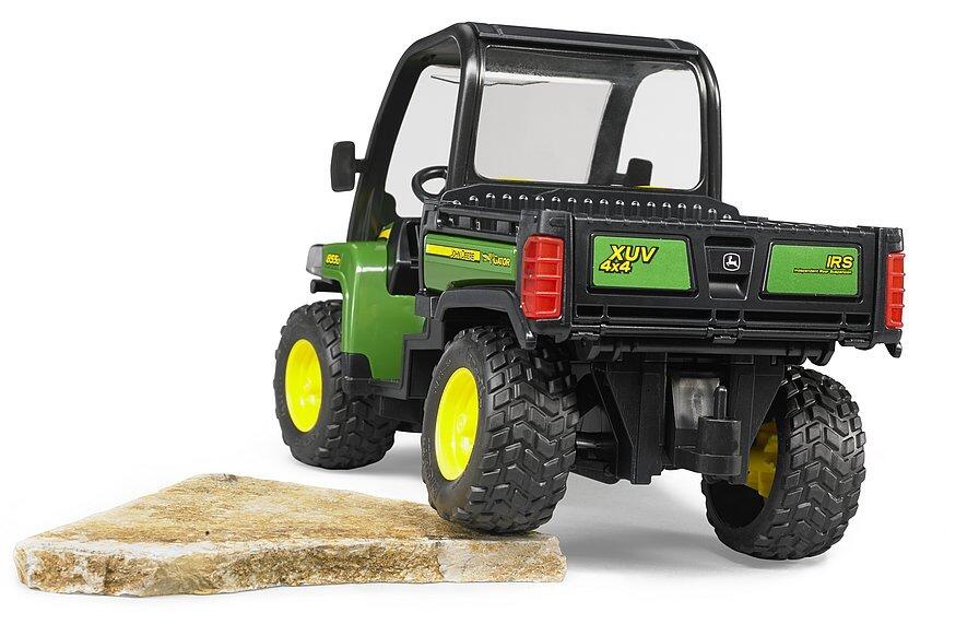 Back view of John Deere Gator XUV 855D Bruder utility vehicle toy